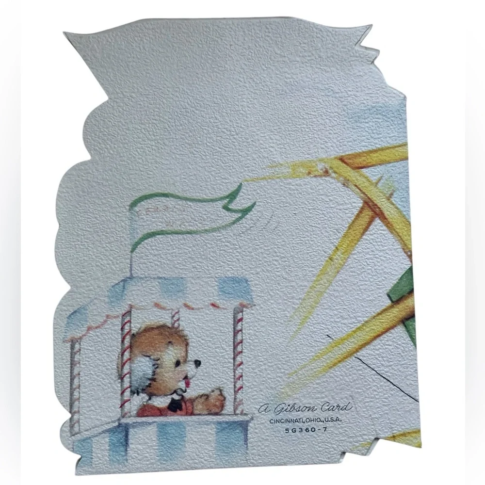 Vintage 1950’s Puppy Dog Ferris Wheel Happy Birthday Card